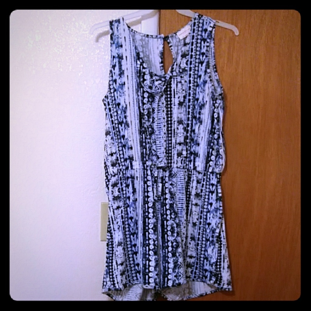 blue & white designed and patterned romper